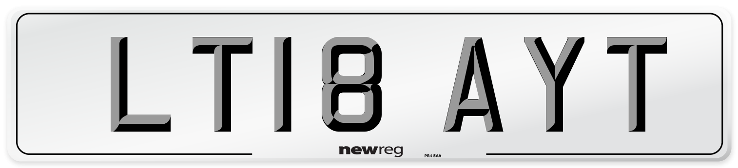 LT18 AYT Number Plate from New Reg